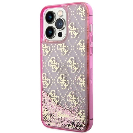 Guess GUHCP14XLC4PSGP iPhone 14 Pro Max 6.7" różowy/pink hardcase Liquid Glitter 4G Transculent