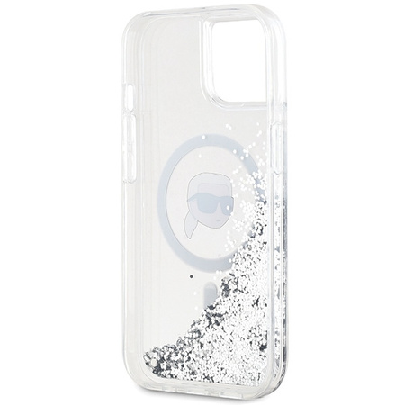 Karl Lagerfeld KLHMP15SLGKISGH iPhone 15 / 14 / 13 6.1" hardcase transparent Liquid Glitter Karl Head Magsafe