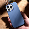 iCarer Litchi Premium Leather Case iPhone 14 Pro Magnetic Leather Case with MagSafe Light Blue (WMI14220710-LB)