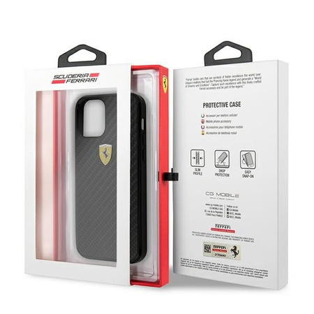 Ferrari FERCAHCP12SBK iPhone 12 mini 5,4" czarny/black hardcase On Track Real Carbon