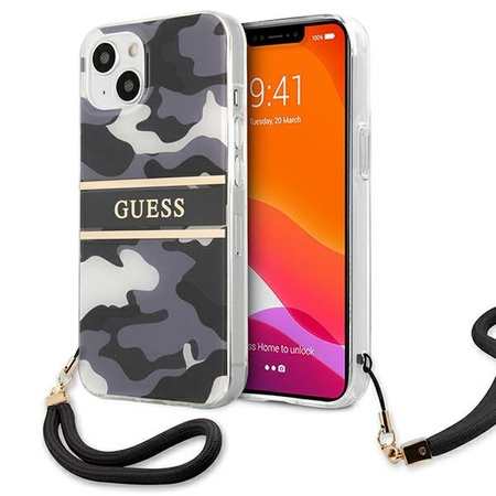 Guess nakładka do iPhone 13 6,1&quot; GUHCP13MKCABBK czarny hard case Camo Strap Collection