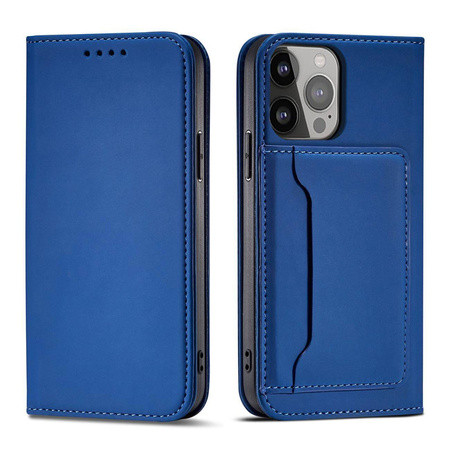 Magnet Card Case for iPhone 13 cover card wallet card stand blue