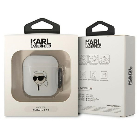 Original Case APPLE AIRPODS Karl Lagerfeld Karl`s Head (KLA2HNIKTCT) transparent