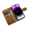 iCarer Oil Wax Wallet Case 2in1 iPhone 14 Pro Flip Leather Cover Anti-RFID Brown (WMI14220722-TN)