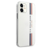 US Polo Assn Shiny Tricolor Stripes - Etui iPhone 12 Mini (biały)