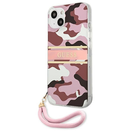 Guess nakładka do iPhone 13 Mini 5,4&quot; GUHCP13SKCABPI różowy hard case Camo Strap Collection