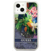 Guess GUHCP13SLFLSB iPhone 13 mini 5,4 &quot;blau / blaues Hardcase Flower Liquid Glitter