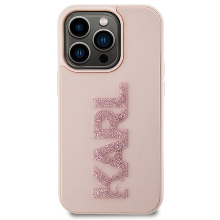 Karl Lagerfeld 3D Rubber Glitter Logo case for iPhone 15 Pro - pink