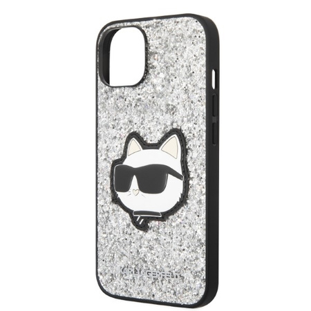 Karl Lagerfeld NFT Glitter Choupette Patch - Etui iPhone 14 Plus (srebrny)