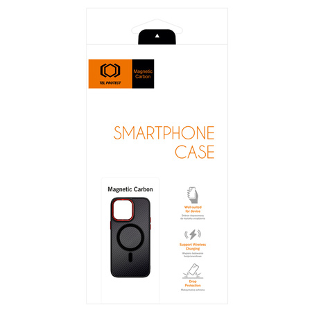 Tel Protect Magnetic Carbon Case do Iphone 13 Czarno-czerwony