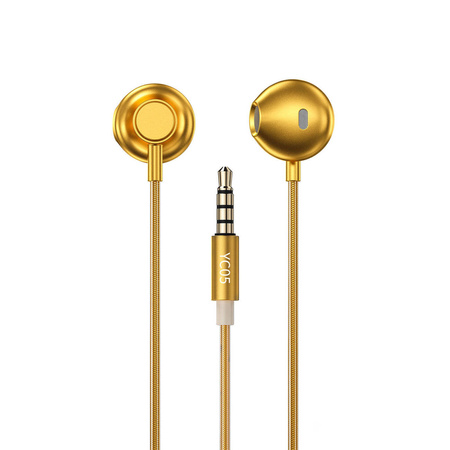 WK Design Sakin Series Kopfhörer Headset mit Fernbedienung und Mikrofon 3,5 mm Miniklinke gold (YC05)