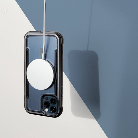 Raptic X-Doria Secure Case für iPhone 14 Plus mit gepanzerter MagSafe-Hülle schwarz