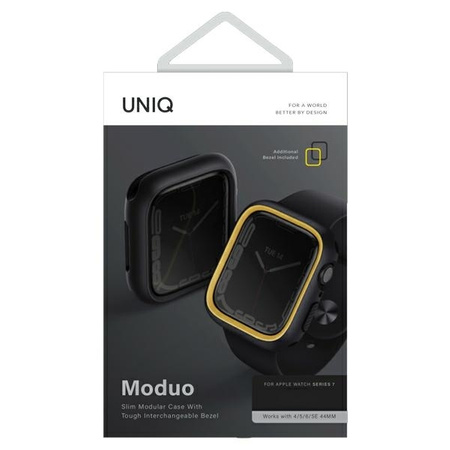 UNIQ etui Moduo Apple Watch Series  4/5/6/7/8/SE 44/45mm czarny-musztardowy/midnight-mustard