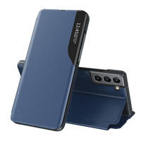 Eco Leather View Case elegant case with a flip cover and stand function for Samsung Galaxy S22 + (S22 Plus) blue