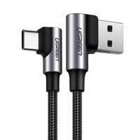 Ugreen kątowy kabel przewód USB - USB Typ C Quick Charge 3.0 QC3.0 3 A 2 m szary (US176 20857)