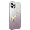 Oryginalne Etui IPHONE 12 / 12 PRO 6,1" Guess Hardcase Glitter Gradient Script GUHCP12MPCUGLSPI różowe