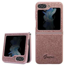 Guess nakładka do Samsung Z Flip5 GUHCZF5HGGSHP różowa HC PU/TPU Glitter Script