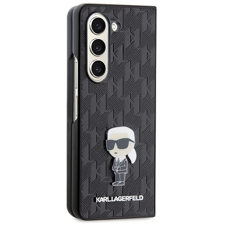 Karl Lagerfeld Saffiano Monogram Ikonik Pin Hülle für Samsung Galaxy Z Fold 5 – Schwarz