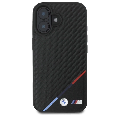 BMW M Carbon Tricolor Line MagSafe iPhone 16 Case - Black