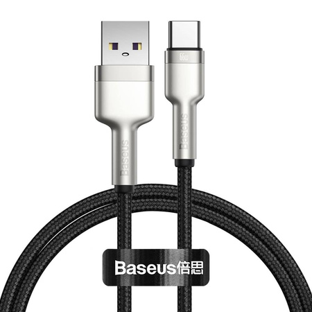 Baseus Cafule Metal Data kabel USB - USB Typ C 66W Quick Charge 1m czarny (CAKF000101)