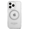 Original Case IPHONE 13 PRO Guess Hard Case Metal Outline Magsafe (GUHMP13LHTRMS) silver