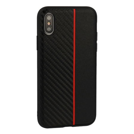 MOTO CARBON Case do Samsung Galaxy A6 Plus 2018 Czarny z czerwonym paskiem