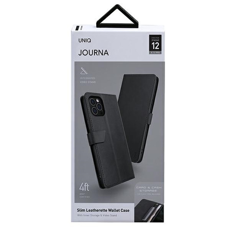 UNIQ etui book Journa iPhone 12/12 Pro 6,1" szary/dark grey