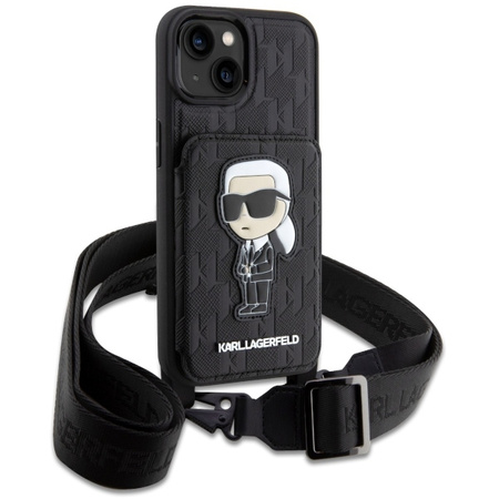 Karl Lagerfeld KLHCP14SCSAKHPKK iPhone 14 6.1&quot; hardcase black/black Crossbody Saffiano Monogram Ikonik