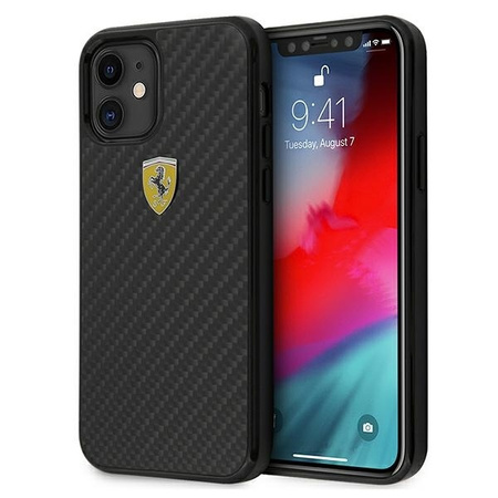 Ferrari FERCAHCP12SBK iPhone 12 mini 5,4" czarny/black hardcase On Track Real Carbon