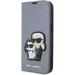 Karl Lagerfeld KLBKP14LSANKCPG iPhone 14 Pro 6,1" Bücherregal Silber/Silber Saffiano Karl & Choupette