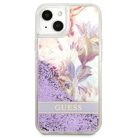 Guess GUHCP13SLFLSU iPhone 13 mini 5,4 &quot;violett / lila Hardcase Flower Liquid Glitter