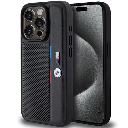 BMW Perforated Tricolor Line case for iPhone 15 Pro Max - black