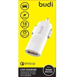 Budi - Ładowarka samochodowa USB, 18W, QC3.0 (Biały)