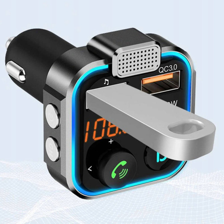 Transmiter FM P5 Bluetooth 5.0 2x USB + 1x PD USB-C czarny