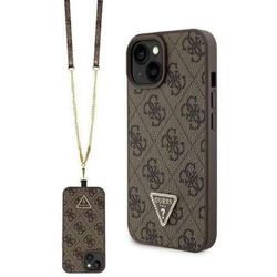 Original Case APPLE IPHONE 15 PLUS Guess Hardcase Crossbody 4G Metal Logo (GUHCP15MP4TDSCPW) brown