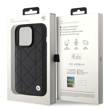 BMW Leather Quilted case for iPhone 15 Pro Max - black