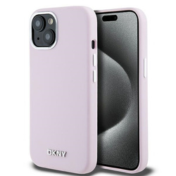 DKNY DKHMP15SSMCHLP iPhone 15 / 14 / 13 6.1" różowy/pink hardcase Liquid Silicone Small Metal Logo MagSafe