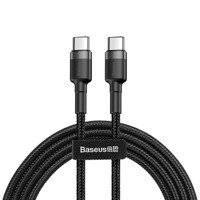 Baseus Cafule Cable wytrzymały nylonowy kabel przewód USB-C PD / USB-C PD PD2.0 60W 20V 3A QC3.0 2M czarno-szary (CATKLF-HG1)