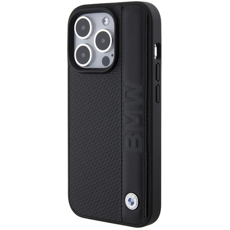 BMW Leather Textured & Stripe case for iPhone 15 Pro - black