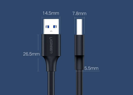 Ugreen kabel przewód USB 2.0 (męski) - USB 2.0 (męski) 3 m czarny (US128 30136)