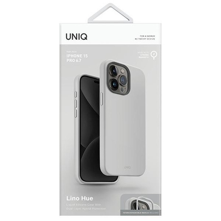 Case APPLE IPHONE 15 PRO MAX UNIQ Lino Hue Magclick Charging jasnoszare