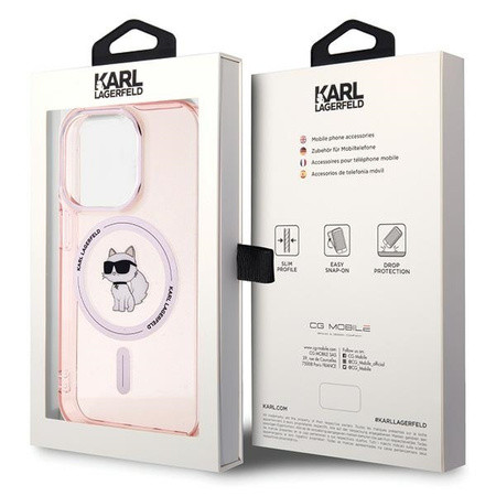 Karl Lagerfeld IML Choupette MagSafe Hülle für iPhone 15 Pro – Rosa