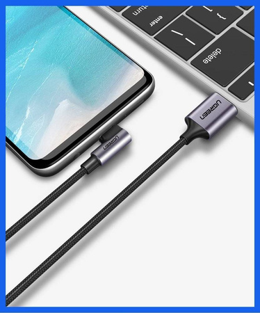 Ugreen kątowy kabel przewód USB - USB Typ C 2m 3A szary (50942)