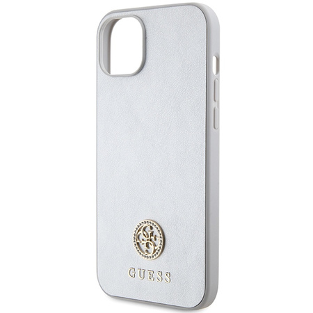 Etui Guess Strass Metal Logo do iPhone 15 - srebrne