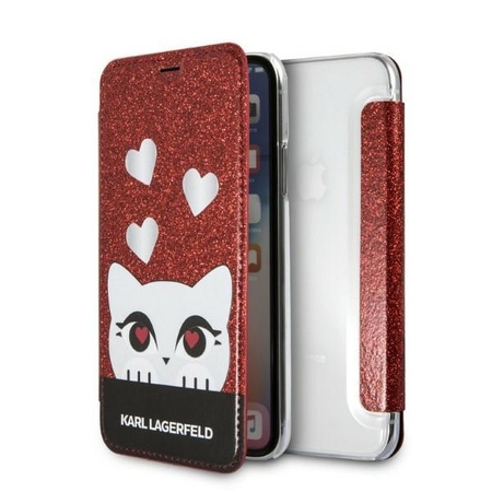 Original Handyhülle IPHONE X / XS Karl Lagerfeld Book Valentine rot