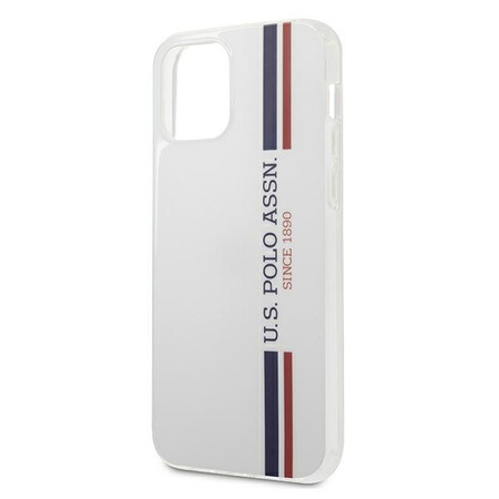 US Polo Assn Shiny Tricolor Stripes - Etui iPhone 12 Pro Max (biały)