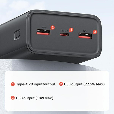 Powerbank 30000mAh  65W 2x QC3.0 USB + USB-C PD + Cable USB-C - USB-C USAMS PB68 black