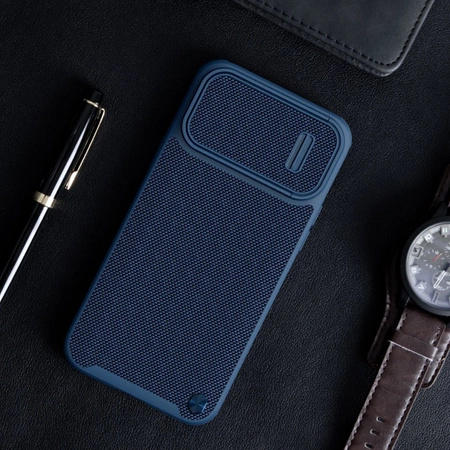 Nillkin Textured S Case etui iPhone 14 Pro pancerny pokrowiec z osłoną na aparat niebieski