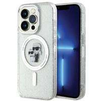 Karl Lagerfeld Karl&amp;Choupette Glitter MagSafe Hülle für iPhone 15 Pro – transparent