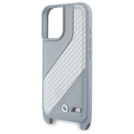 Original Case IPHONE 16 BMW Hardcase M Edition Carbon Stripe & Strap (BMHCP16S23PSCCG) gray